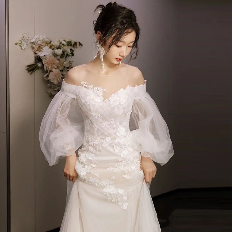 ⭐Hàng Có Sẵn Bán Chạy⭐Đầm Cưới Phối Lưới Nhẹ Nhàng Phong Cách Pháp Hàng Mới 2022