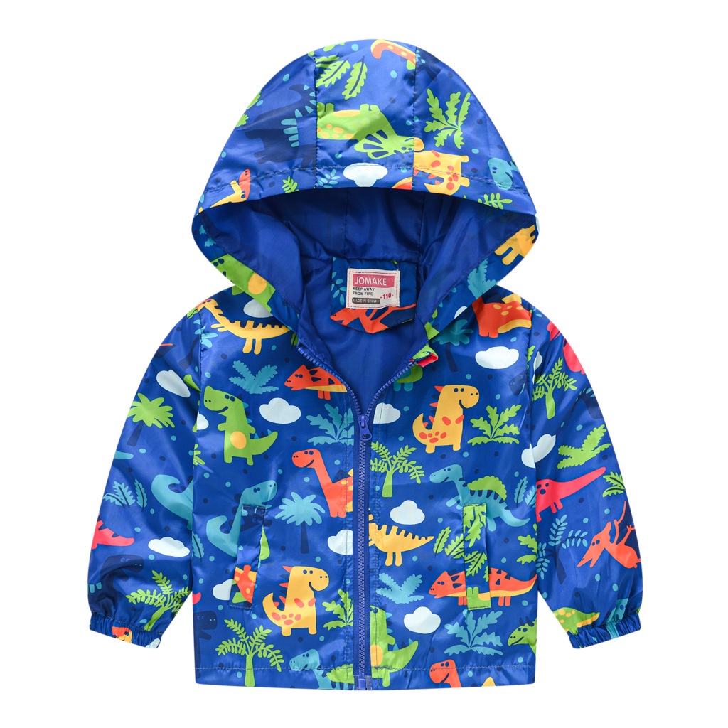 Áo khoác LUCKYCANDY chống gió có mũ trùm đầu in họa tiết hoạt hình đáng yêu dành cho bé 2-7 tuổi