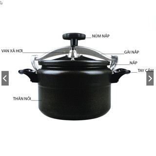 Nồi áp suất đun Bếp từ, Bếp gas Fujika / Media 4L-5L-7L Màu Đen, Bảo Hành 12 Tháng