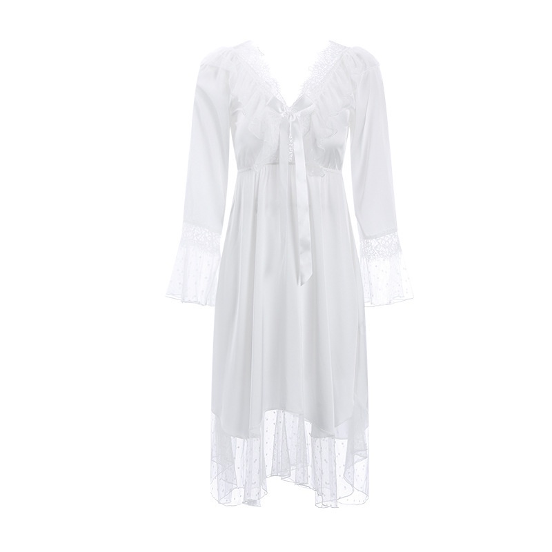 Đầm Ngủ Tay Dài Phối Lưới Hở Lưng Quyến Rũ Thời Trang Xuân Hè Cho Nữ