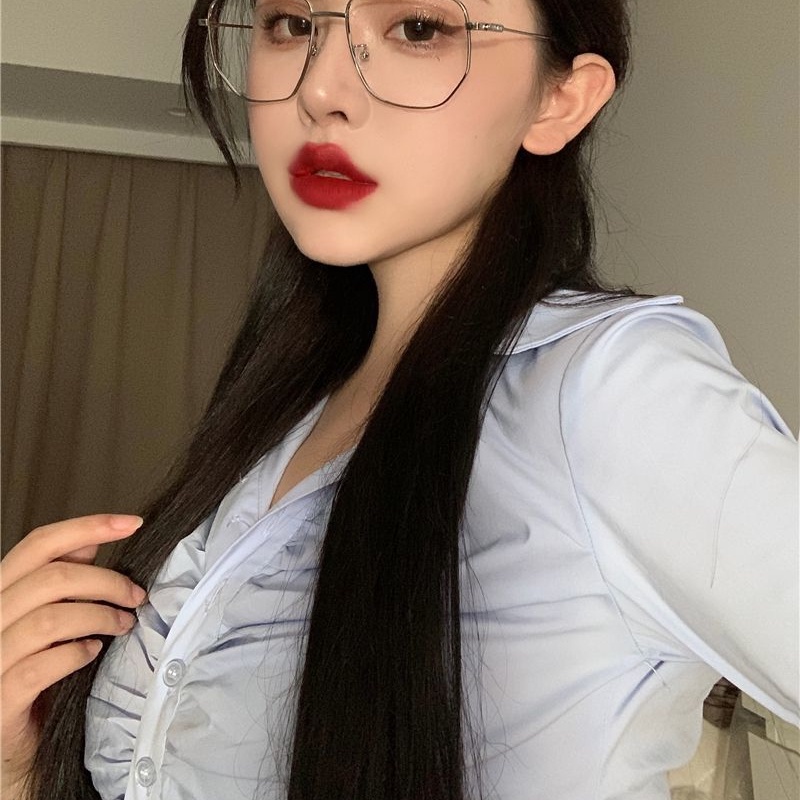 COZOK Áo Sơ Mi Tay Dài Dáng Ngắn Hở Eo Quyến Rũ Trẻ Trung Cho Bạn