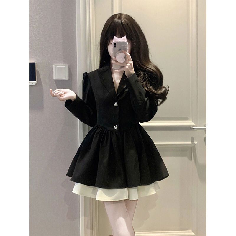 Đâm babydoll Đầm Công Chúa Màu Đen Dáng Dài Xinh Xắn Thời Trang Theo Phong Cách Pháp Cho Nữ