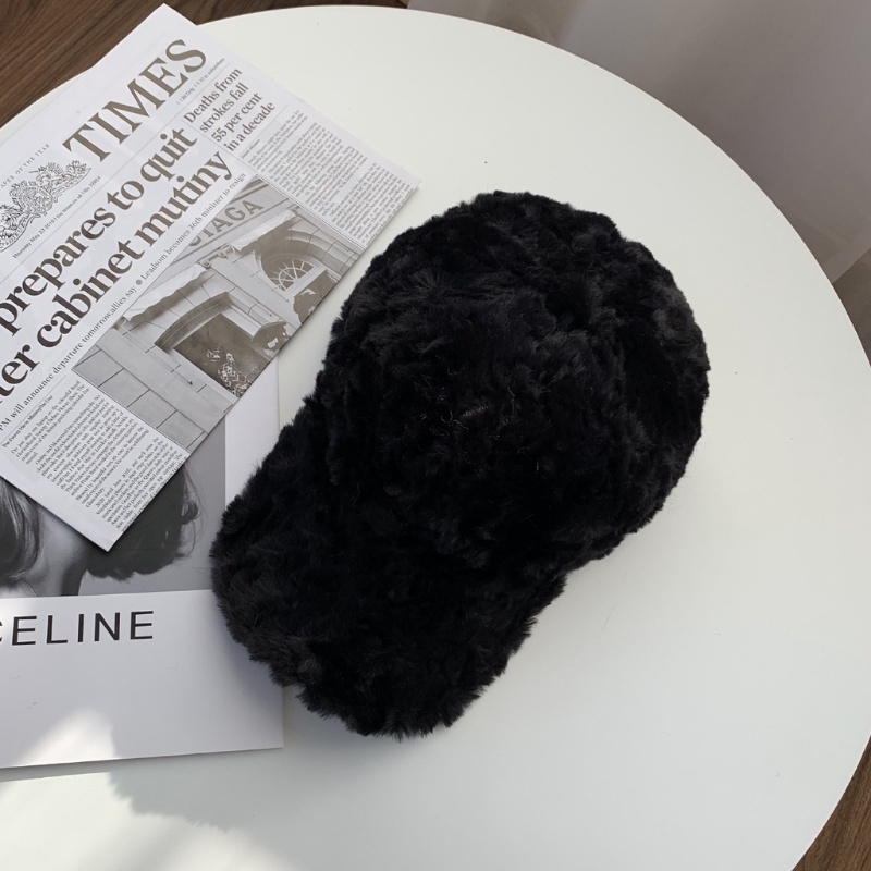 Mũ Bóng Chày Giả Lông Thỏ Dày Dặn Màu Trơn Thời Trang Mùa Đông Hàn Quốc Cho Nữ