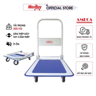 Xe đẩy hàng kéo hàng 4 bánh sàn thép giảm ồn tốt gấp gọn tiện lợi Ameca HAM-150S bảo hành 12 tháng giao hỏa tốc HN