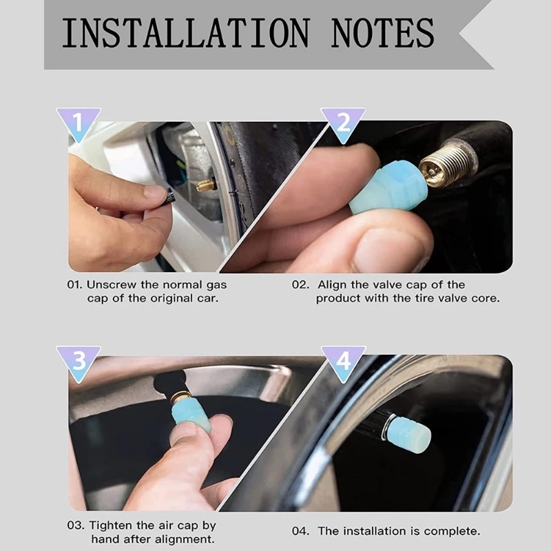 1 / 4 Nắp Van Bánh Xe Hơi / Xe Máy / Xe Đạp Màu Xanh Lá Dạ Quang Chống Nước / Bụi Bẩn Tiện Dụng