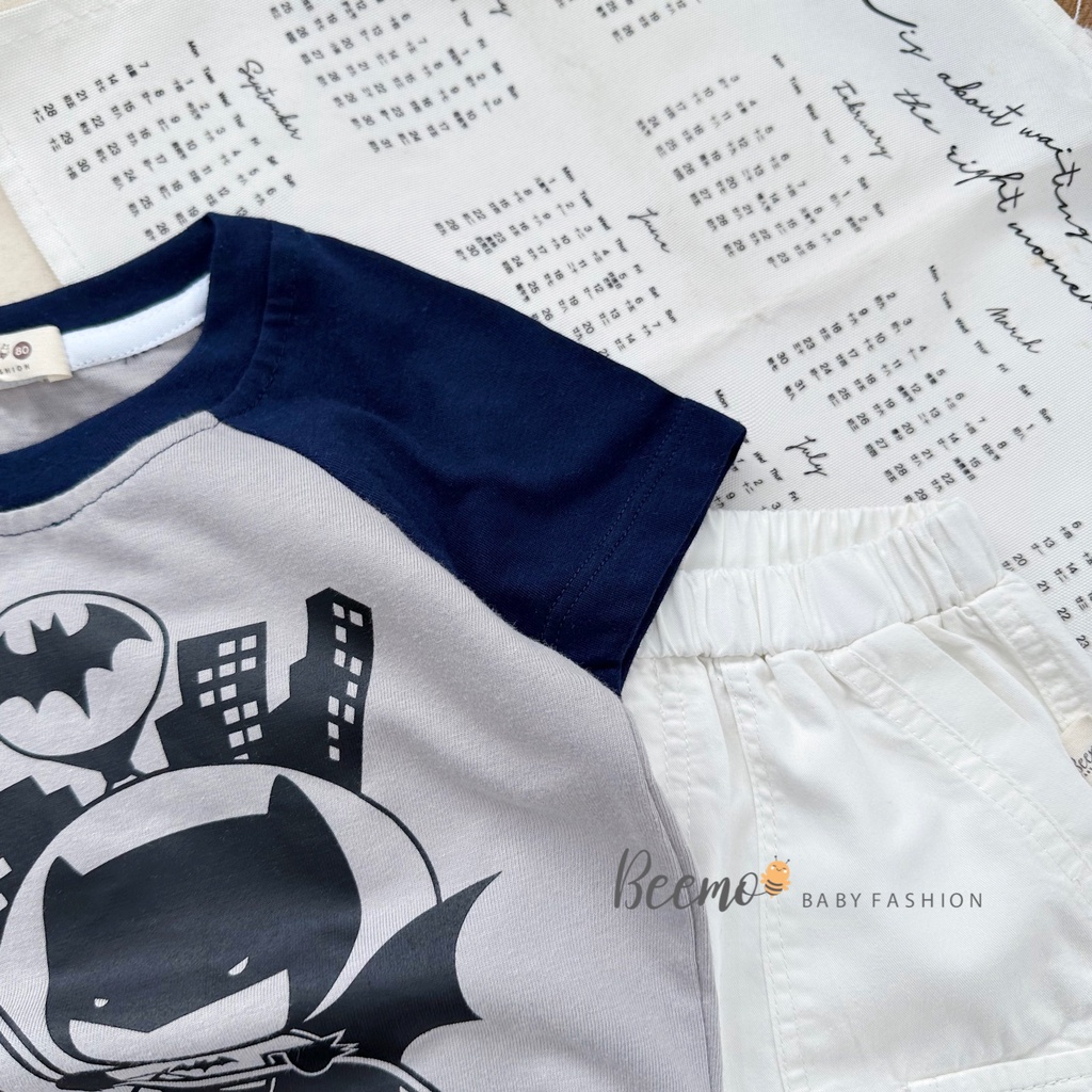 Áo phông cộc tay Beemo in hình Batman dễ thương chất liệu cotton mặc đi học, đi chơi cho bé từ 1 - 7 tuổi 22066A2