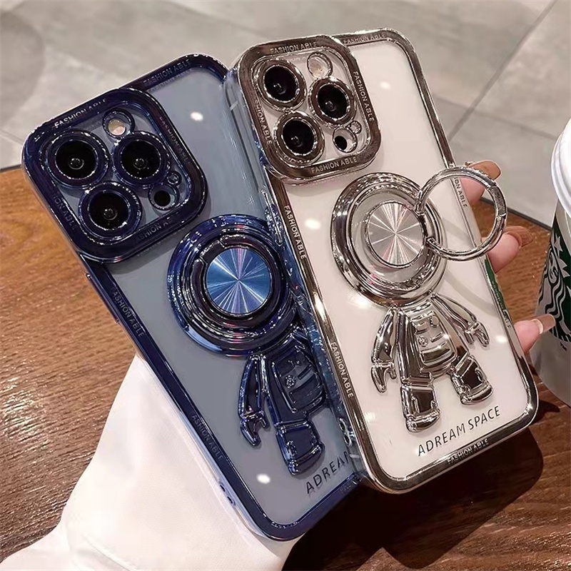 Ốp Điện Thoại Họa Tiết Phi Hành Gia Hoạt Hình Gắn Giá Đỡ Cho iPhone 14 13 12 11 Pro Max