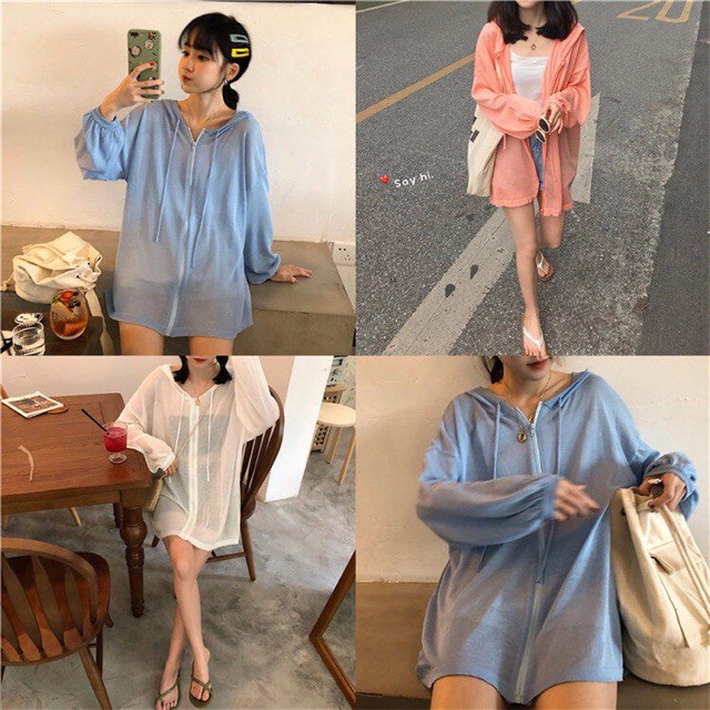 Áo khoác mỏng có nón nhiều màu ulzzang QC