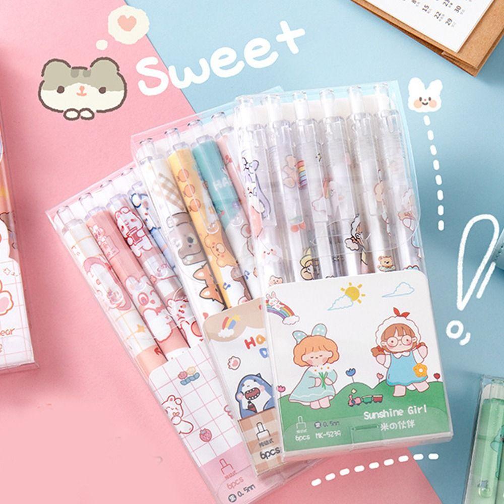 Set 6 Bút Bi Kiểu Dáng Hoạt Hình Dễ Thương