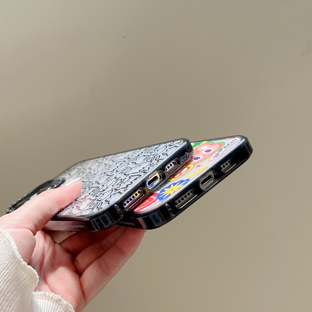 Casetify Ốp Điện Thoại Nhựa Acrylic Cứng In Hình Mèo Và Hoa Hoạt Hình Cho iPhone 15 14 13 12 11 Pro Max Plus