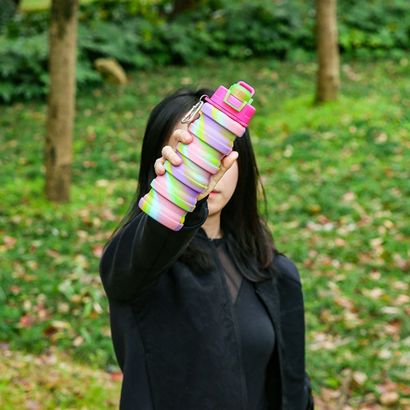 Bình Nước Thể Thao Bằng Silicone Có Thể Gấp Gọn Tiện Dụng Cho Nam Và Nữ