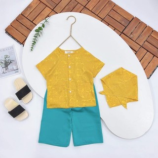 Bộ bà ba vải gấm lụa cho bé gái