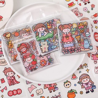 1 tờ sticker dán cô bé và thế giới