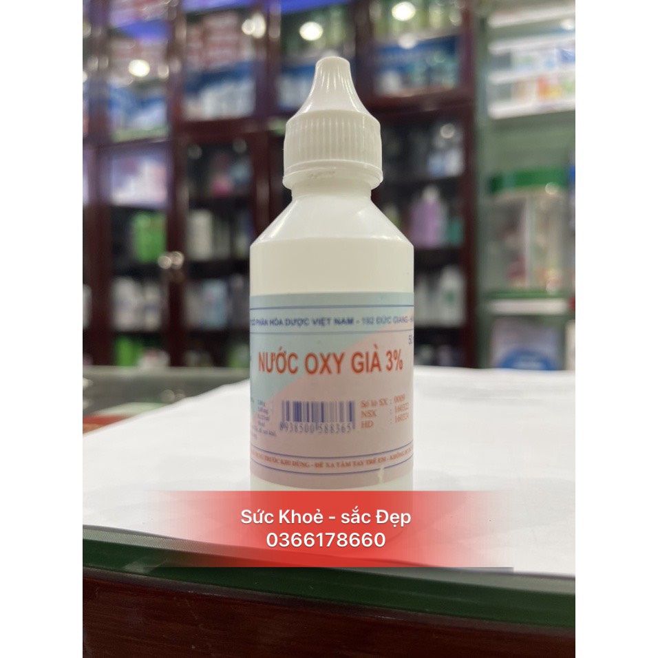 Oxy Già - Nước Oxy Già 3%, Làm Sạch Vết Thương, Sát khuẩn, Vệ Sinh Quần Chai 50ml