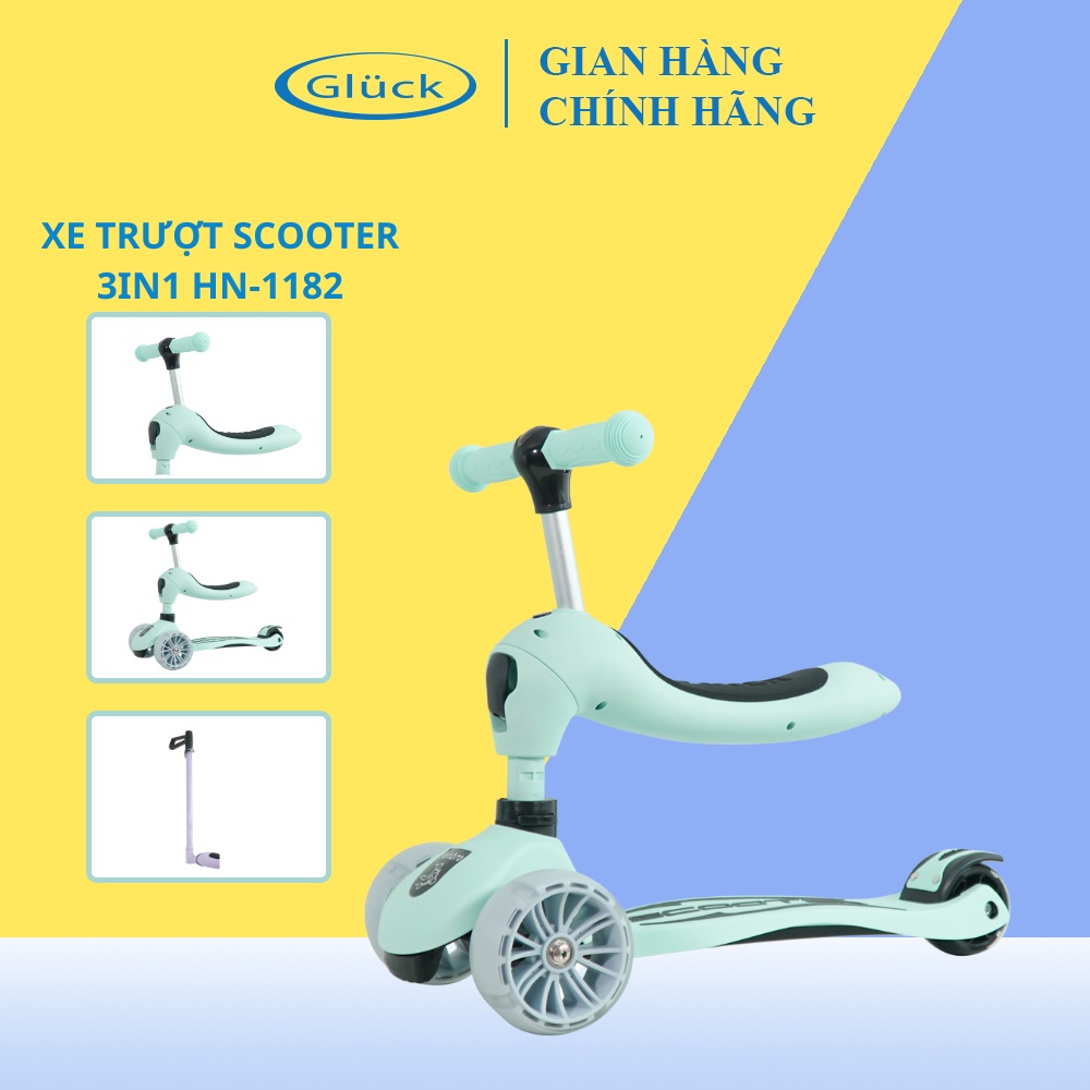 Đồ chơi dạng xe trượt scooter 3 trong 1dành cho trẻ em mã HN-1182 - Có thanh đẩy tiện lợi cho ba mẹ