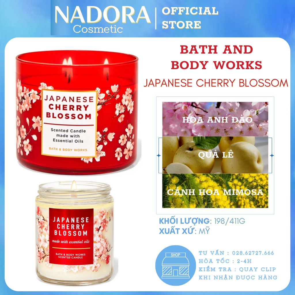 Nến Thơm JAPANESE CHERRY BLOSSOM Bath And Body Works - Candle (198-411g)