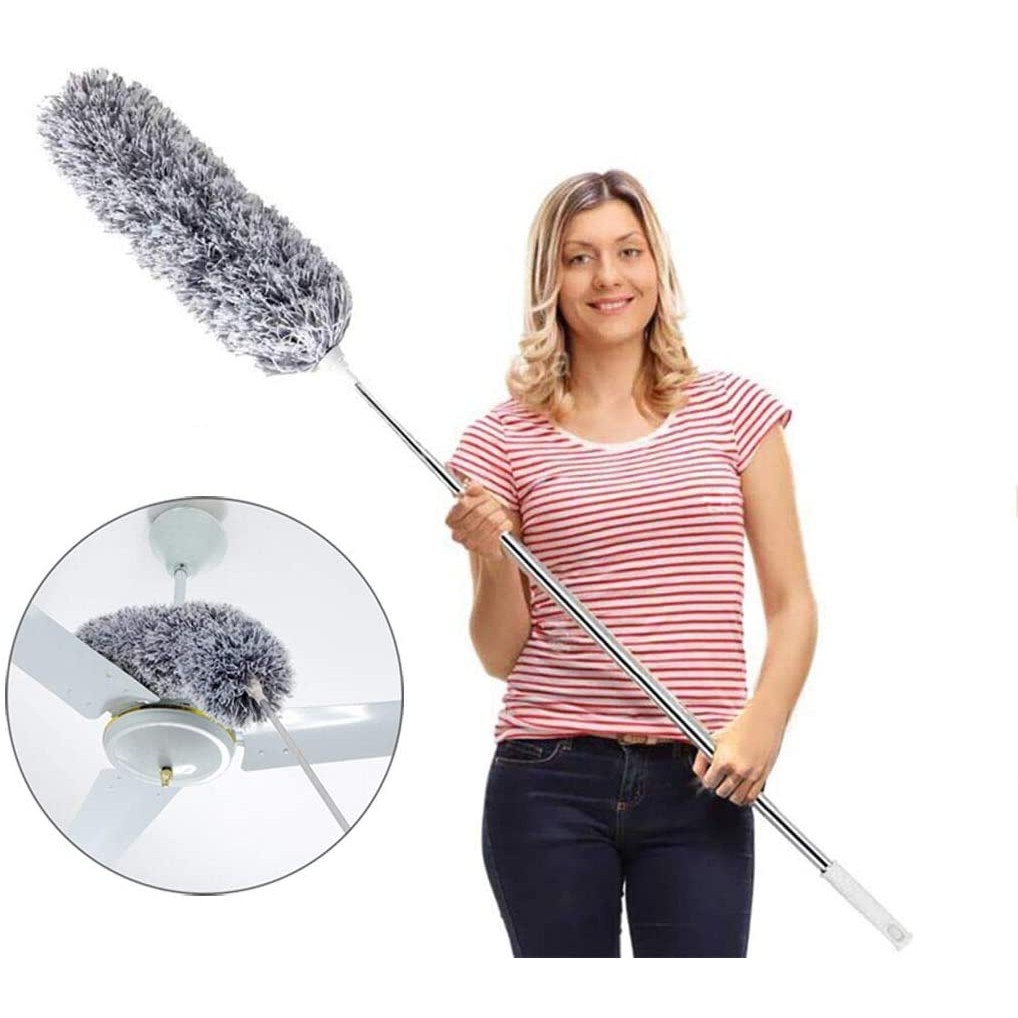 Chổi Quét Trần Bằng Sợi Vải Siêu Nhỏ Inox Cán Dài Cao Cấp Đầu Chổi Linh Hoạt B512