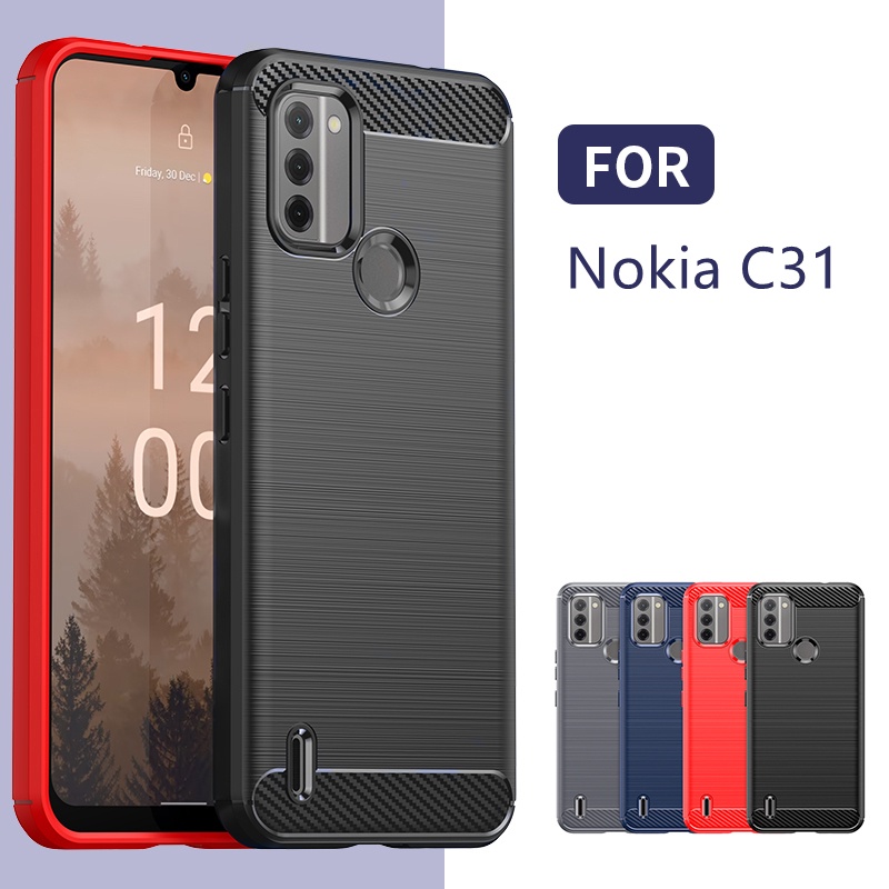 Ốp Điện Thoại TPU Mềm Chống Sốc Kết Cấu Sợi Carbon Cho Nokia C31 Nokia C31 Nokia C31 Nokia C 31 C31