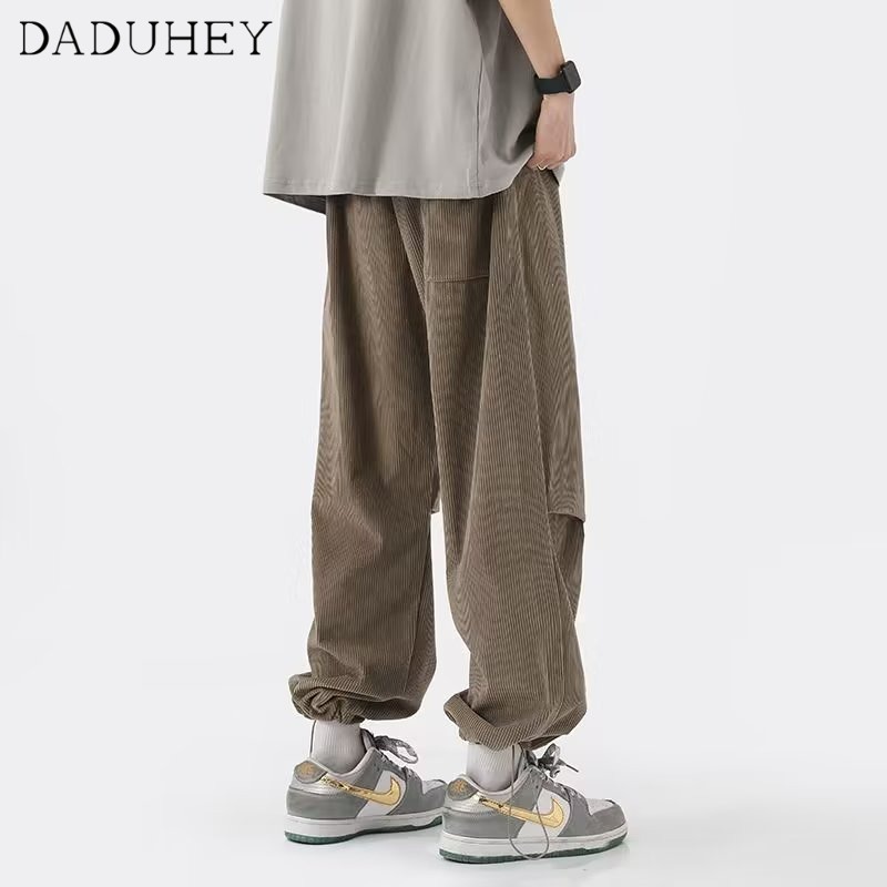 DaDuHey Men's and Women's 2023 New Corduroy Straight Pants Fashion Elastic Drape Casual Pants