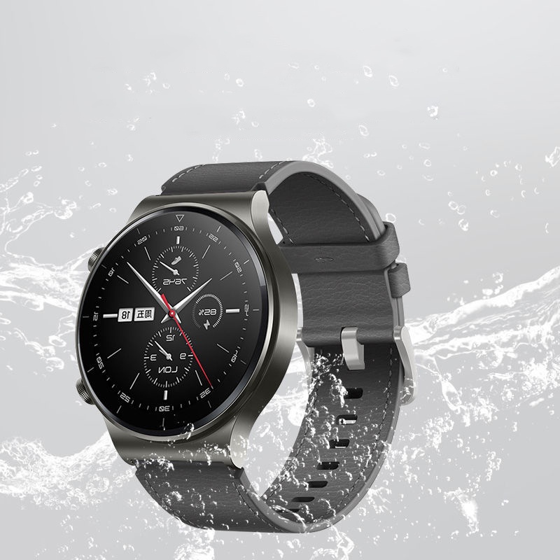 Dây Đeo Thay Thế Bằng Da Mềm Màu Đen 22mm Cho Đồng Hồ HUAWEI Watch Gt 2 3 pro 2e 46mm HUAWEI Watch 3 pro