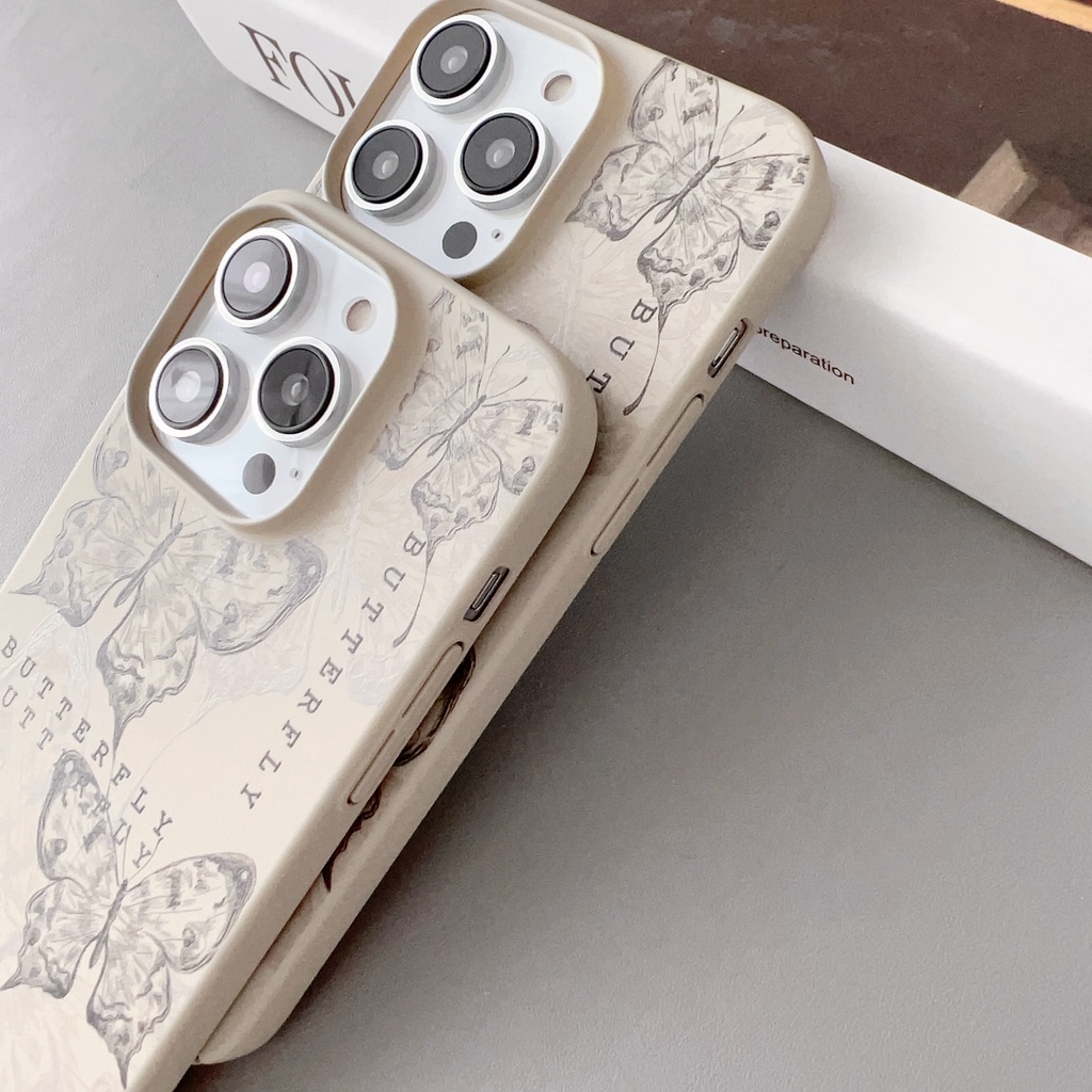 Ốp Điện Thoại PC Cứng Viền Tpu Họa Tiết Bươm Bướm Thời Trang Chống Rơi / Sốc Cho iPhone 14 13 12 11 Pro Max