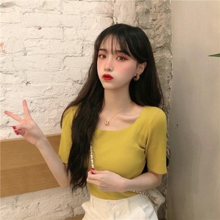 Áo thun cổ vuông kiểu Hàn Quốc T628