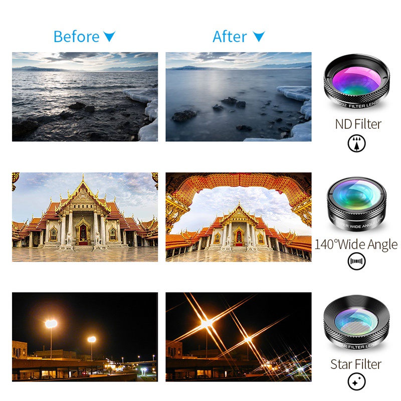 Apexel Bộ lens Máy Ảnh 6 Trong 1 Cho iphone xiaomi mi9 liujiud