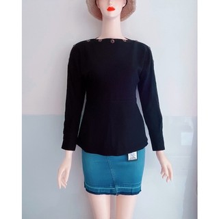 Áo thun kiểu phối nút xuất dư (2 màu ĐEN-TRẮNG)