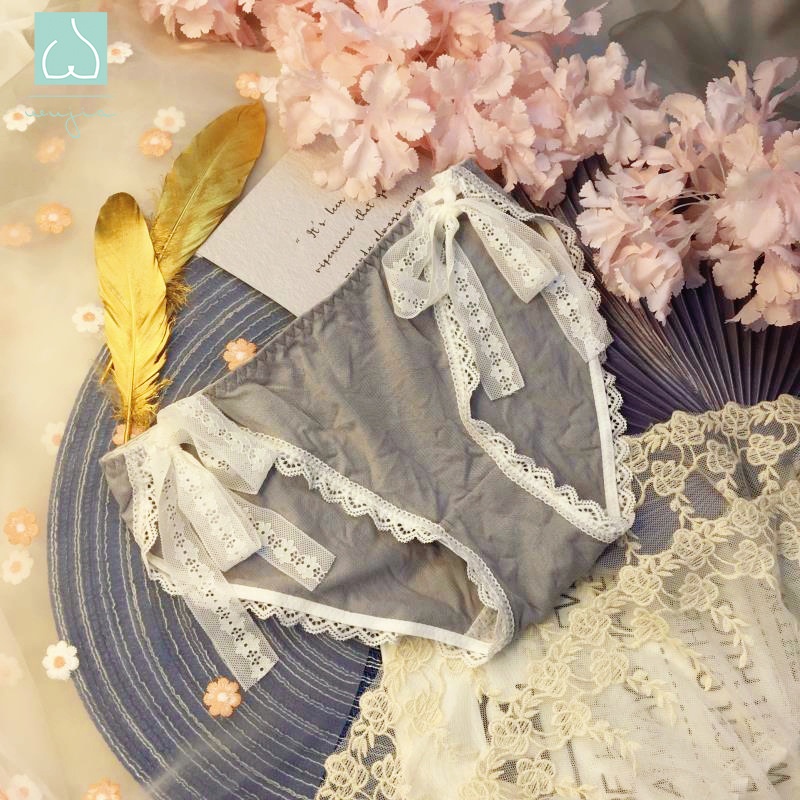 Quần Lót Cotton Dài Trung Bình Buộc Dây Dễ Thương Phong Cách Nhật Bản Cho Nữ