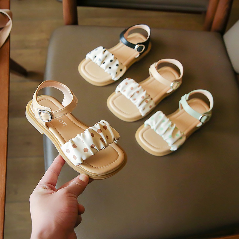 Xăng đan Công Chúa Đế Mềm Chống Trượt Họa Tiết Chấm Bi Cho Bé Gái