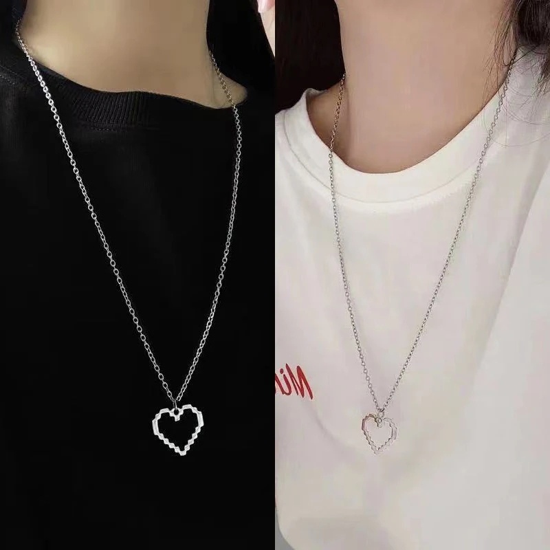 Vòng cổ Mặt Trái Tim Rỗng Phong Cách Hip Hop Punk Cho Cặp Đôi