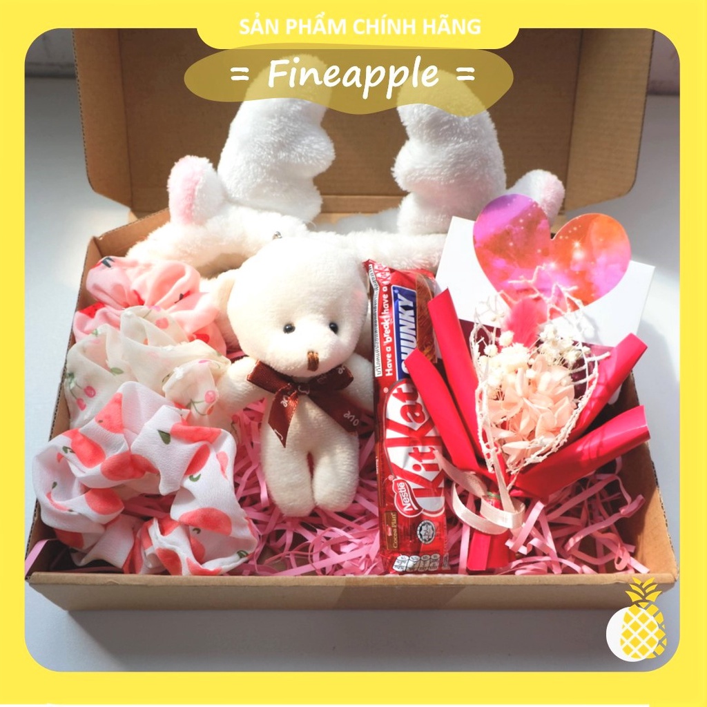 Set quà tặng bạn gái, người yêu Valentine, Quốc tế phụ nữ 8/3, Set quà Socola gấu bông và hoa - VAL08