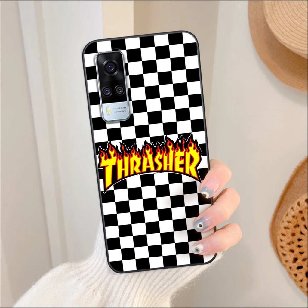 Ốp lưng Vivo Y51 2020 hình caro, thời trang hàng hiệu cao cấp, vỏ ốp rẻ đẹp