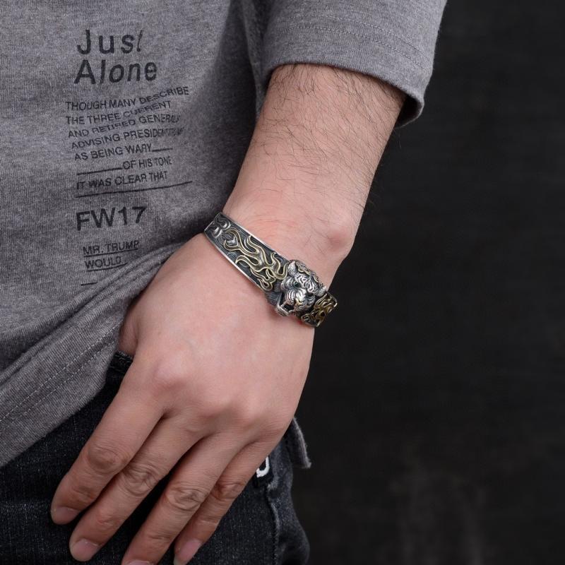 Độc đoán Thời Trang Đầu Hổ Vòng Tay Nam Dạo Phố Hip-Hop Rock Trang Sức