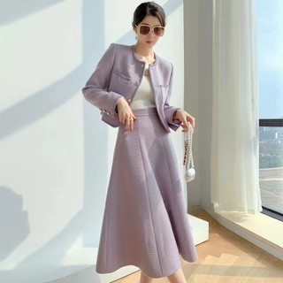 Set áo len dài tay + chân váy xếp ly thời trang nữ