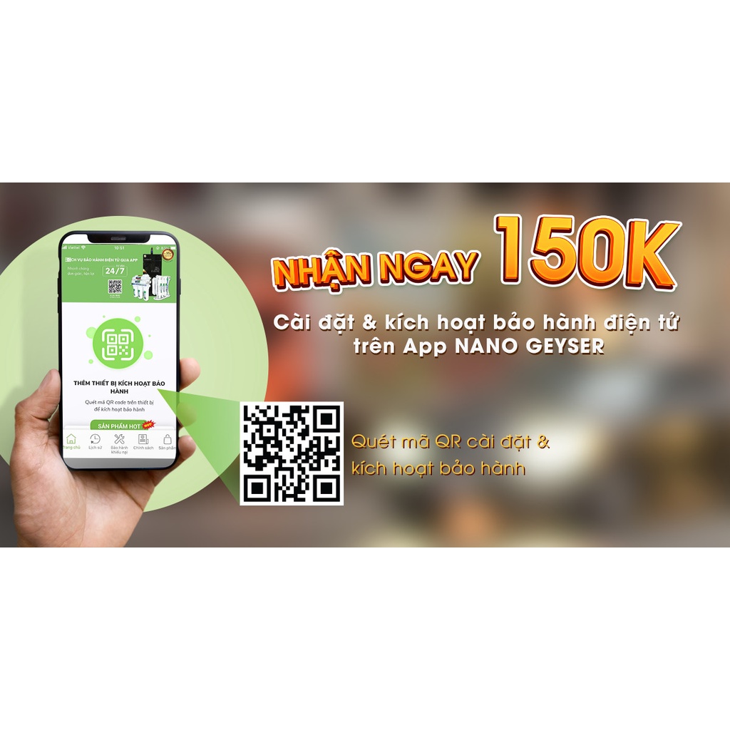 Máy lọc nước NANO GEYSER Slim Fit 5 Cấp .Lọc nước bán công nghiệp - Hàng chính hãng - Bảo hành 5 năm