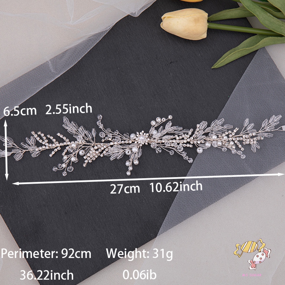 YADORNOS Băng Đô Cài Tóc Hình Lá Bằng Bạc Có Đính Đá Lấp Lánh