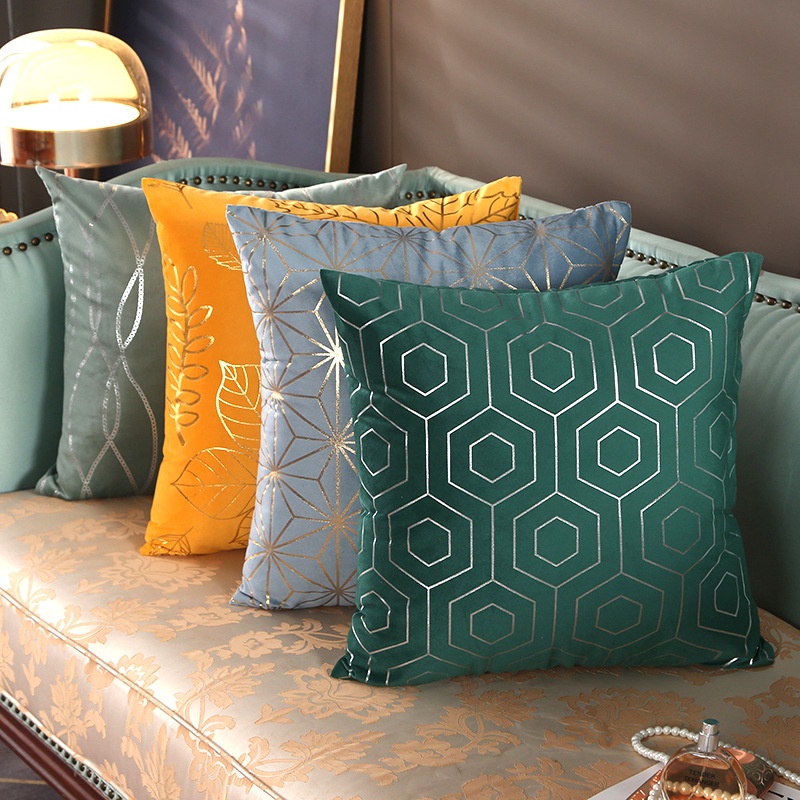 Vỏ Gối Sofa Vải Nhung Ánh Đồng Sang Trọng Hiện Đại