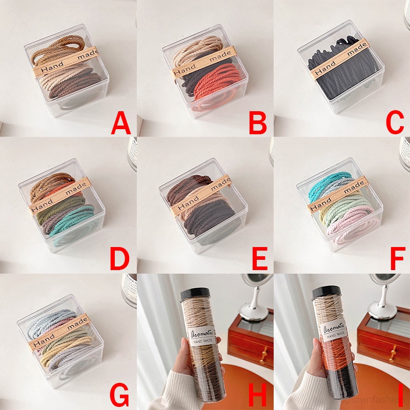 Dây Buộc Tóc Co Giãn Bằng Da Kèm Hộp Pha Lê Dễ Thương Dành Cho Nữ