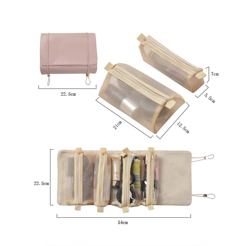 Túi Lưới Đựng Mỹ Phẩm Bằng Da PU Dày Bốn Trong Một Có Thể Tháo Rời