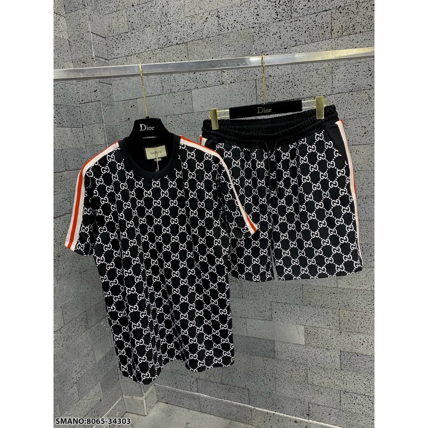 Bộ Áo Thun Cotton + Quần Sooc Gucci1 Cỡ Lớn Thoải Mái Thời Trang Mùa Hè