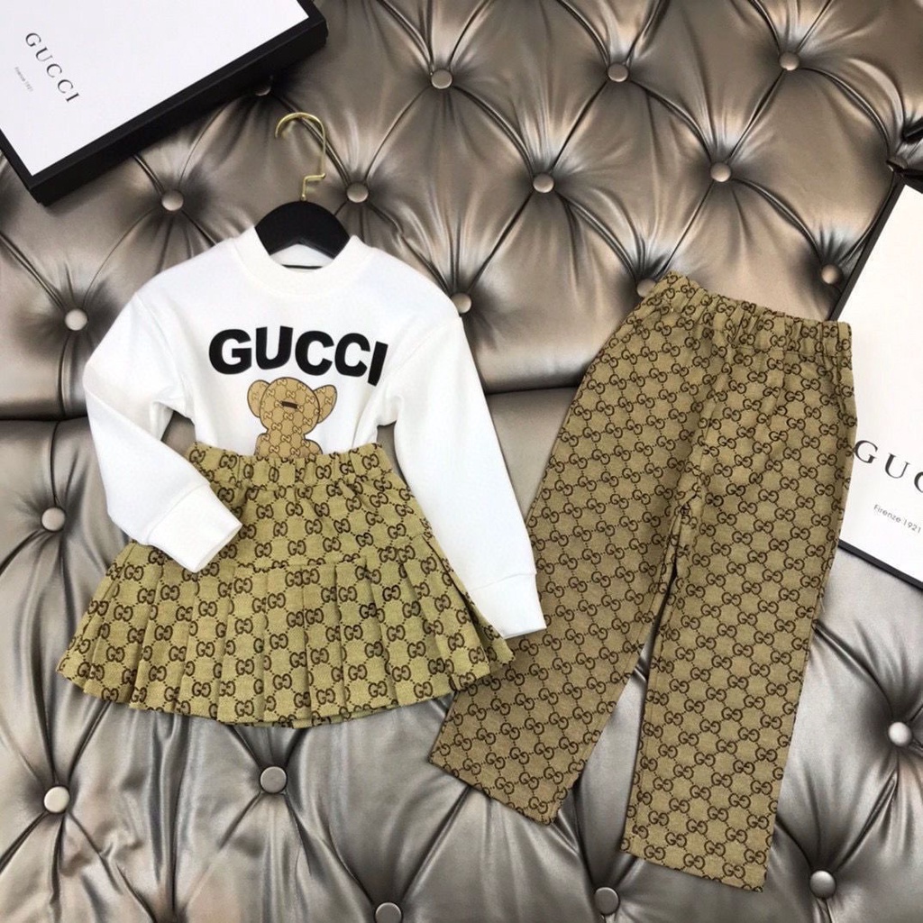 Không Có Nhãn Hiệu Trên Quần ÁoSet Đồ Thể Thao 2 Món Gồm Áo Hoodie Tay Dài + Chân Váy In Họa Tiết Thời Trang Cho Bé Gái