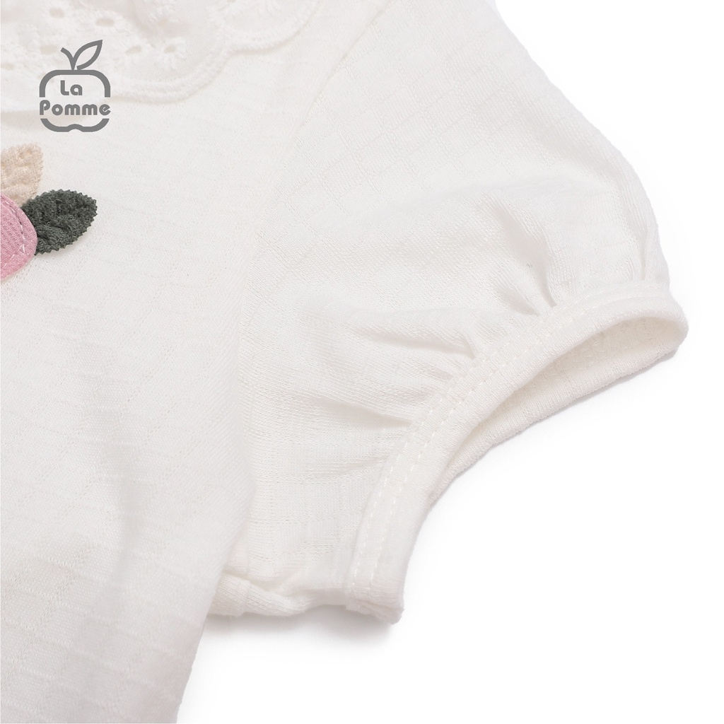 Bộ cộc tay La Pomme polo cổ ren - Trắng