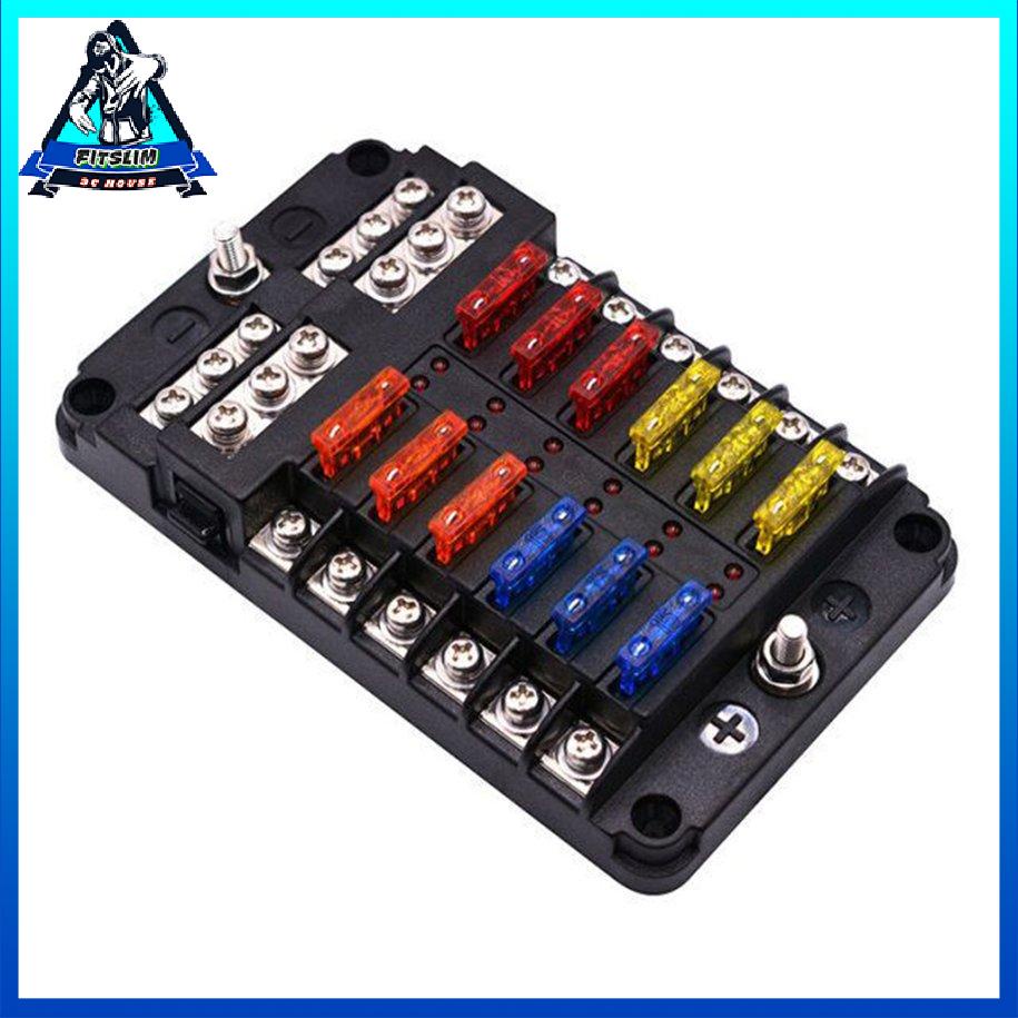 Hộp cầu chì ô tô 12 chiều di động tự đa năng có đèn báo Led [S/13]