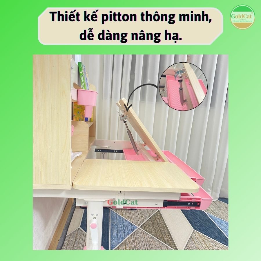 Bàn Học Thông Minh Cho Bé Chống Gù Kèm Đèn Học Chống Cận Goldcat A110 Sử Dụng Cho Bé Từ 3 Đến 18 Tuổi.