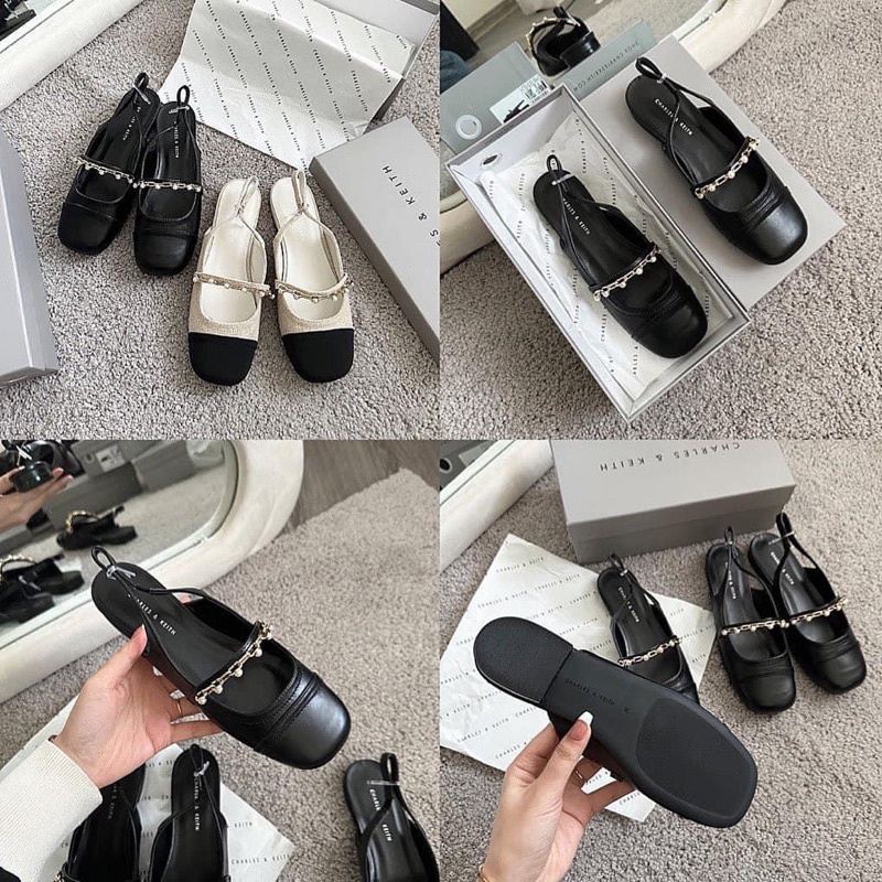 Giày CNK mũi vuông hở gót hàng XK Fullbox