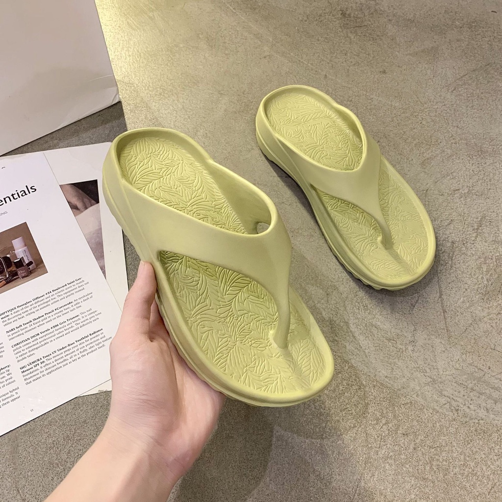 Dép Xỏ Ngón Đế Mềm Tăng Chiều Cao 5cm, Tông QIAOYILUO Chiếc Lá Hàn Quốc Size 35-44