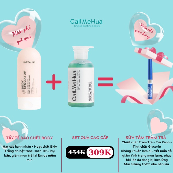 SET QUÀ TẶNG VALENTINE CAO CẤP Chăm Sóc Da Body Giảm Mụn & Dưỡng Sáng Da CallMeHua