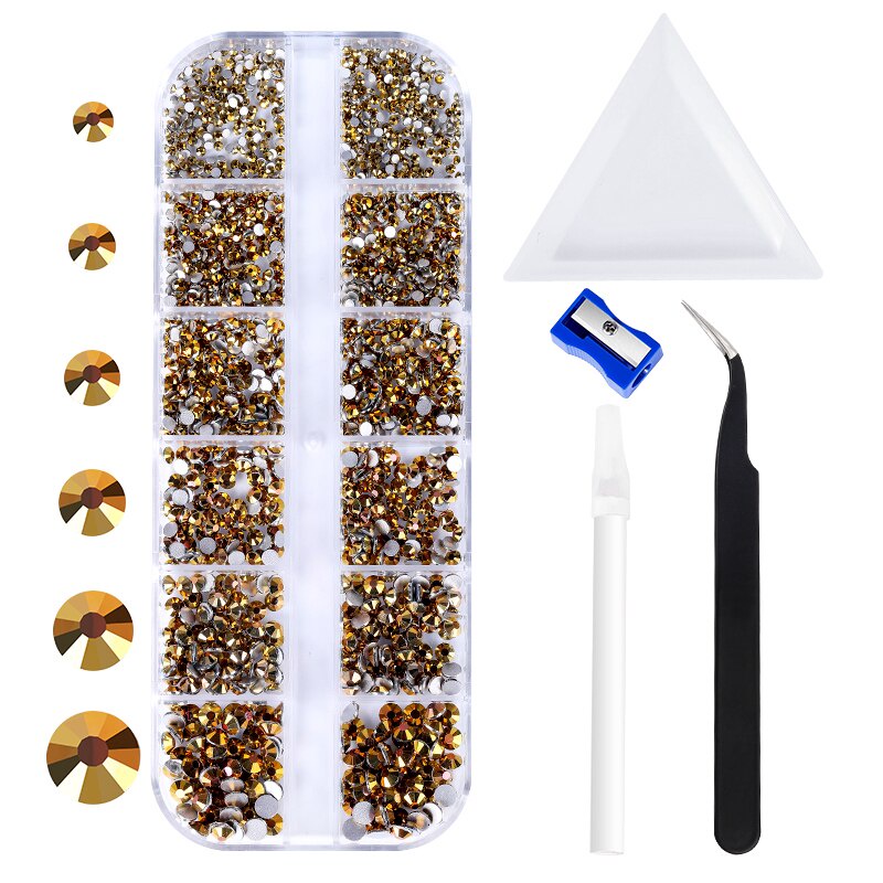 Set 12 Hộp Hạt Đá Đính Móng Tay Kèm 1500 Phụ Kiện