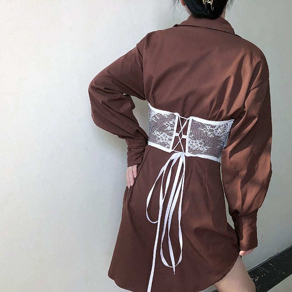 LOMBARD Thắt Lưng Bản Rộng Phối Ren Hoa Đơn Giản Cá Tính